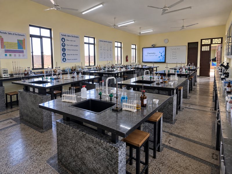 The chemistry laboratory, equipped for real experiments