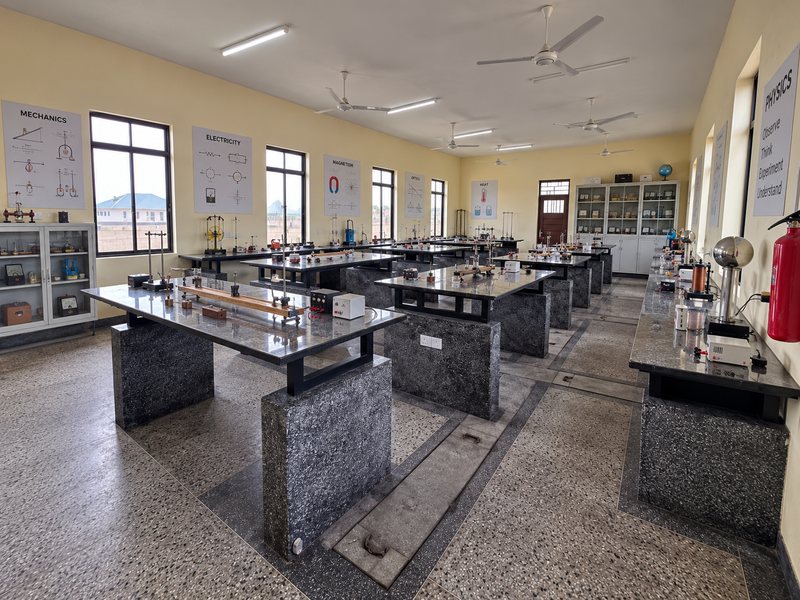 Students at work in the physics laboratory